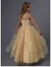 Beaded Tulle Flower Girl Dress With Sheer Bolero